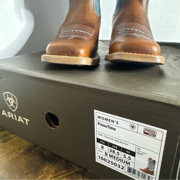 Ariat Women’s Boots PrimeTime Size 8 Square Toe Gingersnap Baby Blue Eyes NEW - Picture 4 of 8